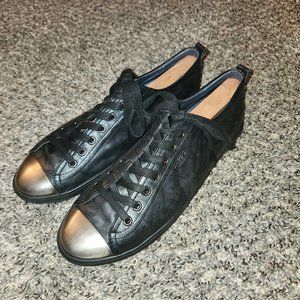 OPP France Leather Low-Top Fashion Sneaker Metal Cap Toe - 10 - Gunmetal